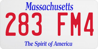 MA license plate 283FM4