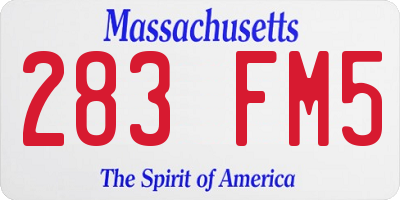 MA license plate 283FM5