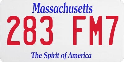 MA license plate 283FM7