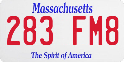 MA license plate 283FM8