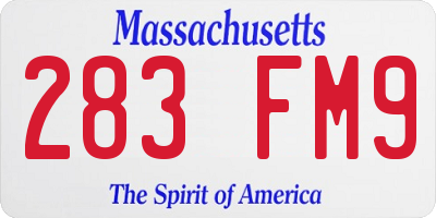 MA license plate 283FM9