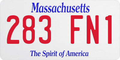 MA license plate 283FN1