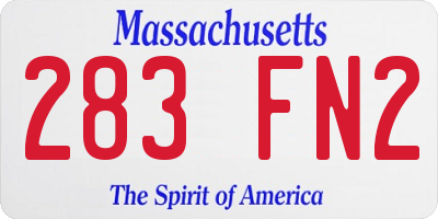 MA license plate 283FN2