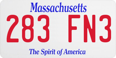 MA license plate 283FN3