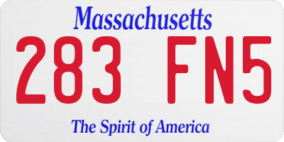 MA license plate 283FN5
