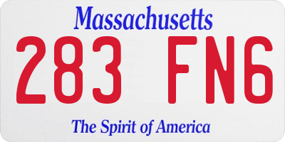 MA license plate 283FN6