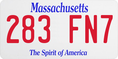 MA license plate 283FN7