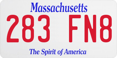 MA license plate 283FN8