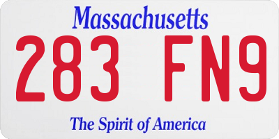MA license plate 283FN9