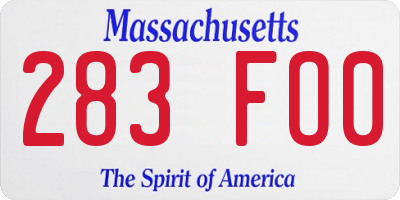 MA license plate 283FO0