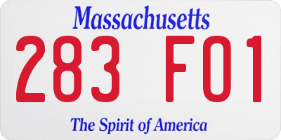 MA license plate 283FO1