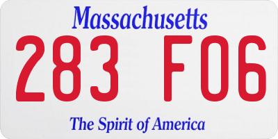 MA license plate 283FO6