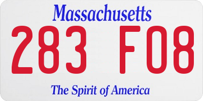 MA license plate 283FO8
