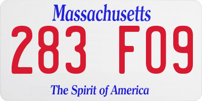 MA license plate 283FO9