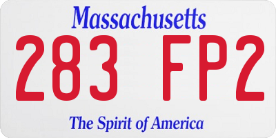 MA license plate 283FP2