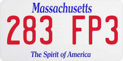 MA license plate 283FP3