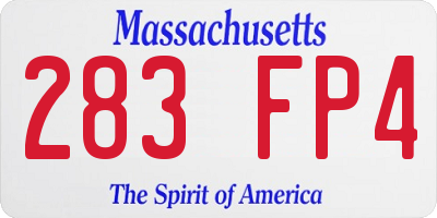 MA license plate 283FP4