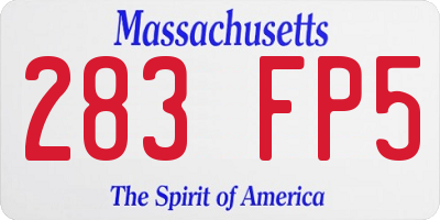 MA license plate 283FP5