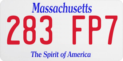 MA license plate 283FP7