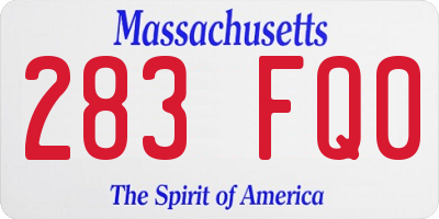 MA license plate 283FQ0