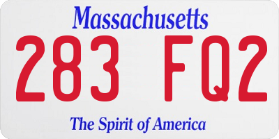MA license plate 283FQ2
