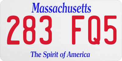 MA license plate 283FQ5