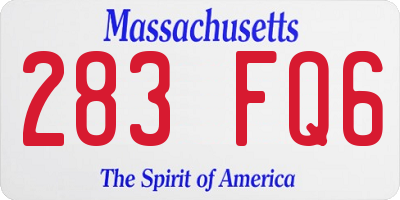 MA license plate 283FQ6