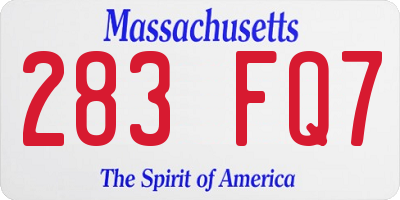 MA license plate 283FQ7