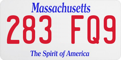 MA license plate 283FQ9