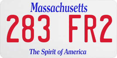 MA license plate 283FR2