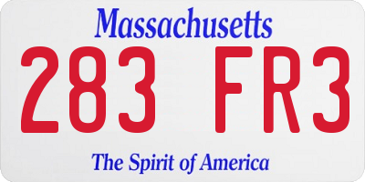 MA license plate 283FR3