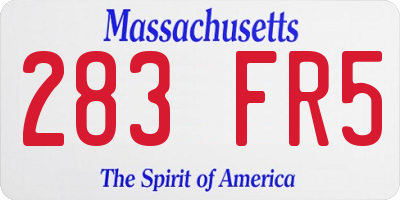 MA license plate 283FR5