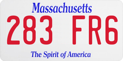 MA license plate 283FR6
