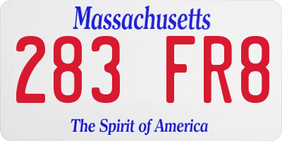 MA license plate 283FR8