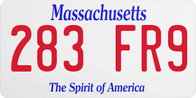 MA license plate 283FR9