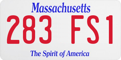 MA license plate 283FS1