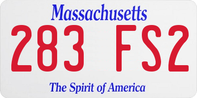 MA license plate 283FS2