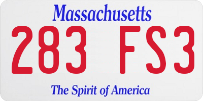 MA license plate 283FS3