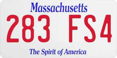 MA license plate 283FS4