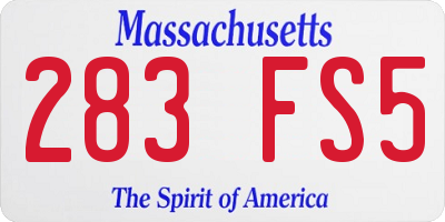 MA license plate 283FS5