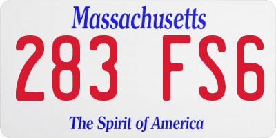 MA license plate 283FS6