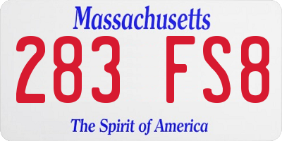 MA license plate 283FS8