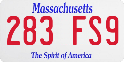 MA license plate 283FS9