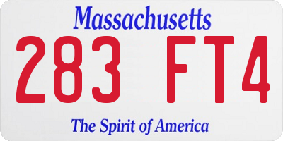 MA license plate 283FT4