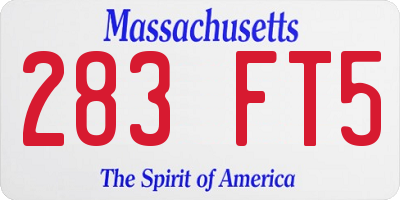 MA license plate 283FT5