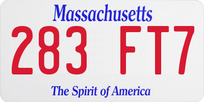 MA license plate 283FT7