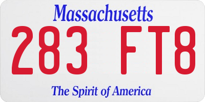 MA license plate 283FT8