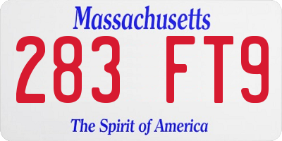 MA license plate 283FT9