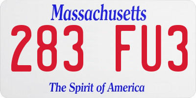 MA license plate 283FU3