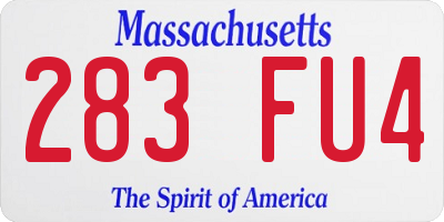 MA license plate 283FU4